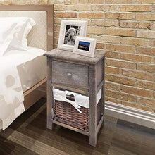 Zora Walter - Comodino in Legno, Stile Shabby Chic, con 1 cassetto e 1 Cestino, Colore: Marrone