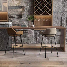 LWW Sgabelli, poggiapiedi della sedia del bancone della cucina per la colazione e sedile in pelle da pranzo per pub bar Sgabello alto con gambe in metallo, sgabelli grigio scuro sedie con sgabelli im