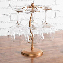 Supporto per bicchiere da vino da appoggio in metallo argentato da appoggio in metallo argentato elegante artistico a 6 ganci Stand per calici Sistema di essiccazione ad aria Albero Display-Tono rame