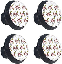 Scimmia Doodle Foglie Di Banano Giallo Pomelli per Porta Set di 4 Pomelli per Mobili Manopole per Cassetti Cucina Armadio Vetro