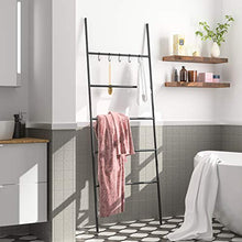 HOOBRO Scala Portasciugamani, Appendiabiti, Portasciugamano Bagno, Scala Decorativa, con 5 movibili Ganci, 58 x 177cm, Stabile, Salvaspazio, Metallo, Facile da Montare, Nero EBK62CJ01