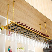 HTDZDX Bar/Pub Wine Rack Ripiani con Supporto Calici Floating - Muro Hanging Ferro Vino E Bottiglie di Vetro Cabinet Organizer - Gold Frame - Parete Soffitto Decor (Size : 150cm)