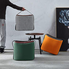 Jiangang- Portable ottomano Sgabello con Maniglia/Cuoio Imbottito Poggiapiedi/poggiapiedi Sgabello Cambio Scarpe Gambe Sgabello-45x37x39cm