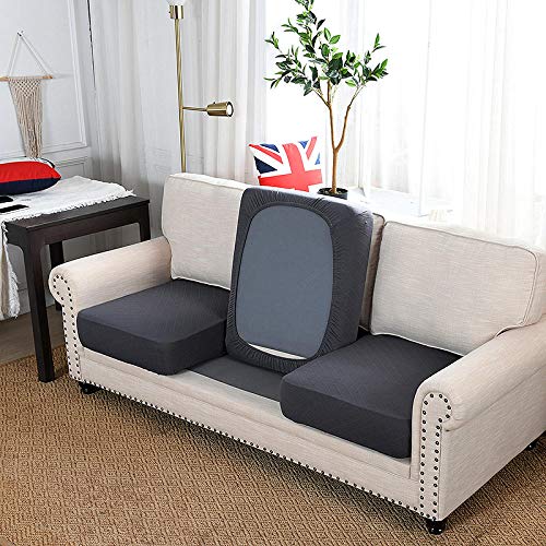 Suuki Copri Seduta per Divano,Coprisedili per Divano/Divano Elastico 1/2/3/4 posti,Fodera per Cuscino Antiscivolo per Ufficio/Negozio/Studio,Protezione per mobili-Grigio Scuro_1 Posto Grande