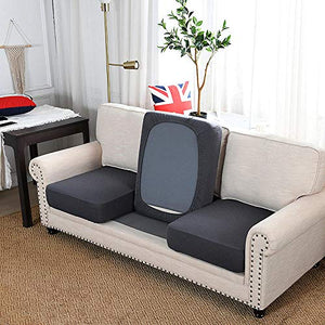 Suuki Copri Seduta per Divano,Coprisedili per Divano/Divano Elastico 1/2/3/4 posti,Fodera per Cuscino Antiscivolo per Ufficio/Negozio/Studio,Protezione per mobili-Grigio Scuro_1 Posto Grande