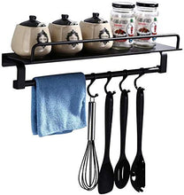 AINIYF Bagno Bagno Doccia Mensola Organizzatore Cucina a Parete di Alluminio dello Spazio Rettangolare igienici Punch Torre Libero Hanger Fence 1 Livello Nero, Il sig.Bagno