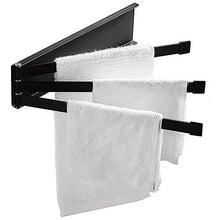 WPHH Porta Asciugamani Rack Girevole, Portasciugamani in Ferro Battuto Nero Opaco, Porta Salviette Senza Foratura Fissato al Muro con 3 Bracci Pieghevoli per Bagno Cucina,Nero