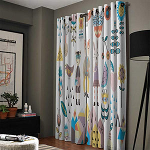 Tende per Bambini, Bedroom Blackout Tendes, Fiori Animale Foresta Fiori Cartoon Jungle Tende per La Giungla, Adatto per Soggiorno Camera da Letto Camera per Bambini Tende Tende da Esterno