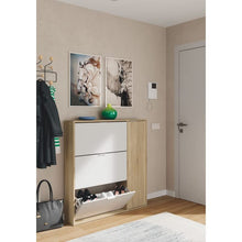 Habitdesign - Scarpiera a 4 porte, modello Class, finitura in rovere canadese e bianco artik, dimensioni: 106 cm (lunghezza) x 115 cm (altezza) x 22 cm (profondità), normale