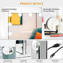 HFFFHA Specchio per Il Trucco con luci a LED Grande Specchio per Il Trucco Illuminato da Hollywood con 14 lampadine a LED dimmerabili Controllo del Touchscreen Cosmetico