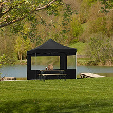 TecTake 800685 Gazebo Richiudibile 3x3 m Pieghevole a Fisarmonica, Alluminio, 100% Impermeabile, con 2 Parti Laterali, Picchetti e Sacca - Diversi Colori – (Nero | No. 403149)