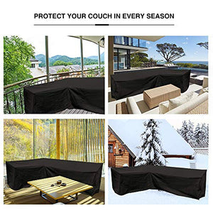 Mimybabes - Copridivano angolare a forma di L, impermeabile, antipolvere, protezione UV, con custodia per il trasporto per il divano da patio, per esterni (215 x 215 x 87 cm + 155 x 95 x 68 cm)