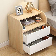 KANJJ-YU comodino in legno comodino comodino e comodino con accento per camera da letto e soggiorno, 2 cassetti (15,7 "x 13,3" x 51,8 cm) (colore: Beig