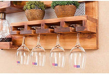 DZX Portabottiglie da Parete in Legno massello Portabottiglie da Vino in Stile Americano a Parete in Stile Americano, Portaoggetti Creativo per Bicchieri da Ristorante, Espositore per Vino Rust
