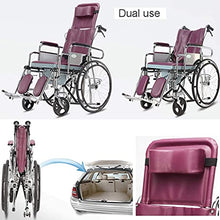 Carrozzine Pieghevole, Leggera Carrozzina Semovente Portatile Carrozzina Comfort Completamente Sdraiata con Poggiapiedi Oscillanti E Freni A