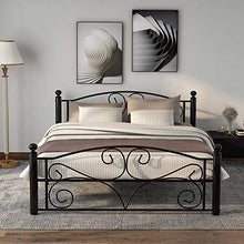 Buat - Struttura moderna per letto matrimoniale in metallo massiccio, 135 x 190 cm, con testiera e pediera, per adulti e bambini, colore: Nero