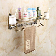 GYCS Mensole da Bagno in Rame Antico con portasciugamani/portaspazzolino/Ganci, Ottone, Spazzolato, 50,5 * 20,5 cm assemblaggio richiesto