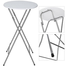 BAKAJI Tavolino Bistrot in Metallo per Esterno Pieghevole Diametro 60 cm Altezza 110 cm Tavolo Alto Piano Rotondo in MDF per Bar Casa Giardino Ristorante Colore Grigio