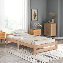 Keebgyy Letto in legno massiccio con testiera e rete a doghe, naturale (200 x 90 cm)