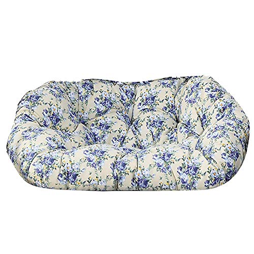 Yxxc Cuscino per Sedia Papasan Spesso a Due posti, Waterpoof Comfort Hanging Egg Cuscini per Sedia Amaca Cuscino del Sedile Rimovibile per Patio Esterno Interno Fiore Blu. 150x110 cm