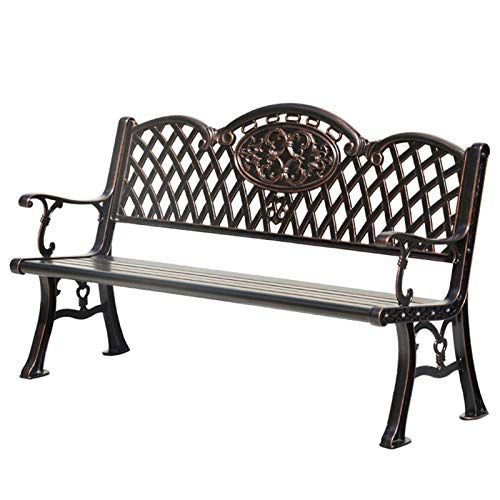 household products Outdoor Alluminio Panchina, Ferro Cava Giardino Sedile Battuto, Anti-corrosione E Panca retrò Antiruggine con Braccioli sulla Terrazza Balcone, in Grado di Ospitare 2-3 Persone