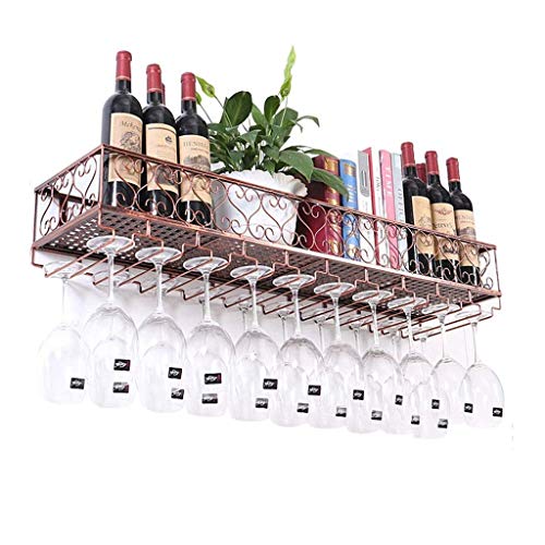 AT Parete Wine Rack Metallo Ferro Creativo Griglia Attaccatura Del Supporto Di Bottiglia Di Vino Grande Bicchiere Di Vino Shelf Calice Calici Rack per la Cucina/Bar/Ristorante/Bronze /