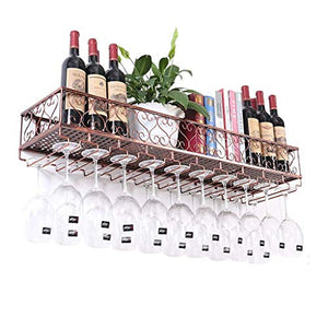AT Parete Wine Rack Metallo Ferro Creativo Griglia Attaccatura Del Supporto Di Bottiglia Di Vino Grande Bicchiere Di Vino Shelf Calice Calici Rack per la Cucina/Bar/Ristorante/Bronze /