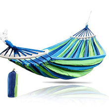 Amaca Da Esterno Arcobaleno Tempo Libero Amaca Portatile Tela Ultralight Giardino Sport Casa Viaggio Amaca Da Campeggio 280 * 150 Cm Bluewithstick