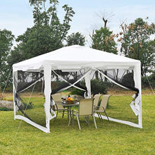 Outsunny Tenda Gazebo da Giardino Pieghevole con Zanzariera, Struttura in Metallo Copertura PE, 395x295cm, Bianco