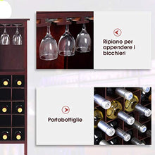 DREAMADE Portabottiglie di Vino Cantinetta per Vino in Legno Armadio Scaffale Porta Vino per casa Bar, 24,5 x 42 x 96 cm (Marrone Scuro)