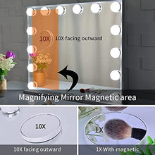 Meetop Specchio illuminato Vanity con 14 lampadine a LED sostituibili, stile Hollywood, specchio cosmetico con Touch Control di design, o tavolo da parete, colore: argento, 61 x 52 cm