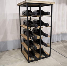 giordano shop Cantinetta Portabottiglie 30x30x60 cm 10 Bottiglie in Ferro e Legno Joy Nero