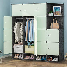 WCY Guardaroba Semplice Combinazione Pieghevole Assemblaggio Panno Armadio Economico Semplice Cabinet Tipo Moderno Plastica Plastica (Verde) Guardaroba Combinato (Dimensioni: 147x47x147cm) yqaae