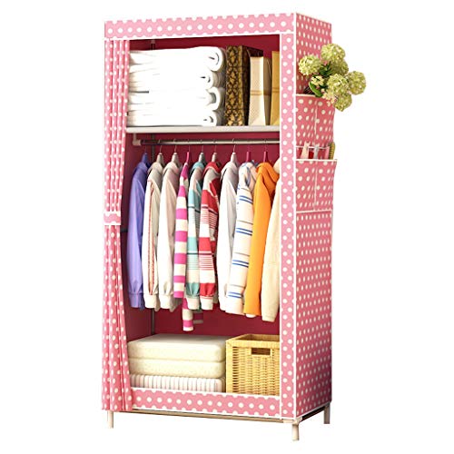 Robusti Tela Armadio Lo Stoccaggio di Vestiti Scaffalature Metalliche Affitto Casa Bold Camera Portable Hanging Pink Room 70X45X160CM MUMUJIN