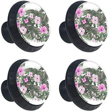 Fiori e foglie rosa Pomelli per Porta Set di 4 Pomelli per Mobili Manopole per Cassetti Cucina Armadio Vetro