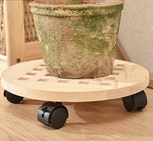 ZYLE Carrello portavasi in bambù Mobile con Vaso for Fiori con 4 Ruote Base Rotante (30x30 cm) (Color : Round)