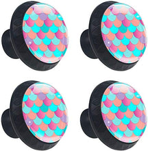 Modello di scala sirena blu rosa corallo viola Pomelli per Porta Set di 4 Pomelli per Mobili Manopole per Cassetti Cucina Armadio Vetro
