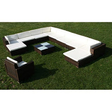 Festnight Set Divani da Giardino con Cuscini, Set Divani da Esterno, Set di Mobili da Giardino in Polyrattan 12 pz Marrone