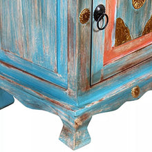 Tidyard- Comodino in Legno, Comodini Vintage Massello di Mango Blu