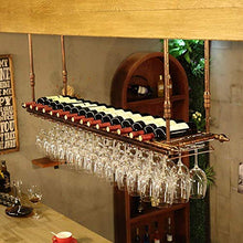 PWZ Pratica Semplicità Domestica Frigorifero per Vino Sospeso, Portapacchi in Vetro a Soffitto in Stile Industriale e Portabottiglie Sospeso in Metallo RegolabileBronzo, 80CM * 30CM