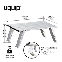 Uquip Handy - Tavolino pieghevole in alluminio regolabile in 2 altezze selezionabili (11-16 cm)