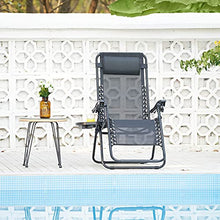 VONLUCE Sedia Sdraio Reclinabile con Portabicchieri Sedia Gravità Zero per Esterni con Poggiatesta Imbottito Lettino Pieghevole e Impermeabile per Giardino, Piscina e Spiaggia (Nero-Sottile)