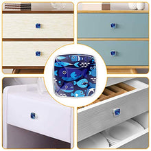 Set di 4 maniglie rotonde per armadio da cucina, credenza, cassettiera, cassettiera, con viti, per cucina, comò, armadietto, bagno, armadio con motivo a squali marini, blu
