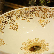 Jgophu Stile cinese su controbassino in ceramica per bagno da bagno con bassino, colore oro