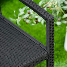 Outsunny Panchina da Giardino ed Esterno in Rattan, Panca in Rattan Nero 2 Posti, 122x60x87cm