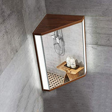 Armadietti a specchio Specchio Contenitore Esterno Triangolo con La Parete Lampada Bagno Box Specchio Mobile D'angolo Immagazzinaggio (Color : Brown, Size : 47 * 60 * 33cm)