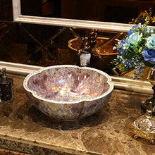 WEHOLY Lavabo in Resina Lavabo da Incasso Ovale in Pietra Naturale Lavabo a Forma di Petalo Retro Creativo Jingdezhen Ceramica Hotel Lavabo antispruzzo