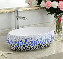 Bacino del contatore in Ceramica, Art Bacino Ovale Lavabo ad Alta capacità lavandino del Bagno della Famiglia (48x34x14cm)