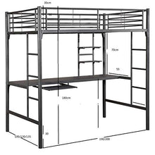 VBARV Letto a soppalco Completo in Metallo con scrivania, Letto a Castello a soppalco Matrimoniale in Metallo Industriale, Supporto a doghe in Acciaio Premium, con Ampio Spazio di archiviazione