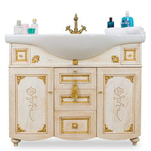 SHOP CHIC Mobile Bagno Barocco in Legno Avorio con FREGI Oro Foglia